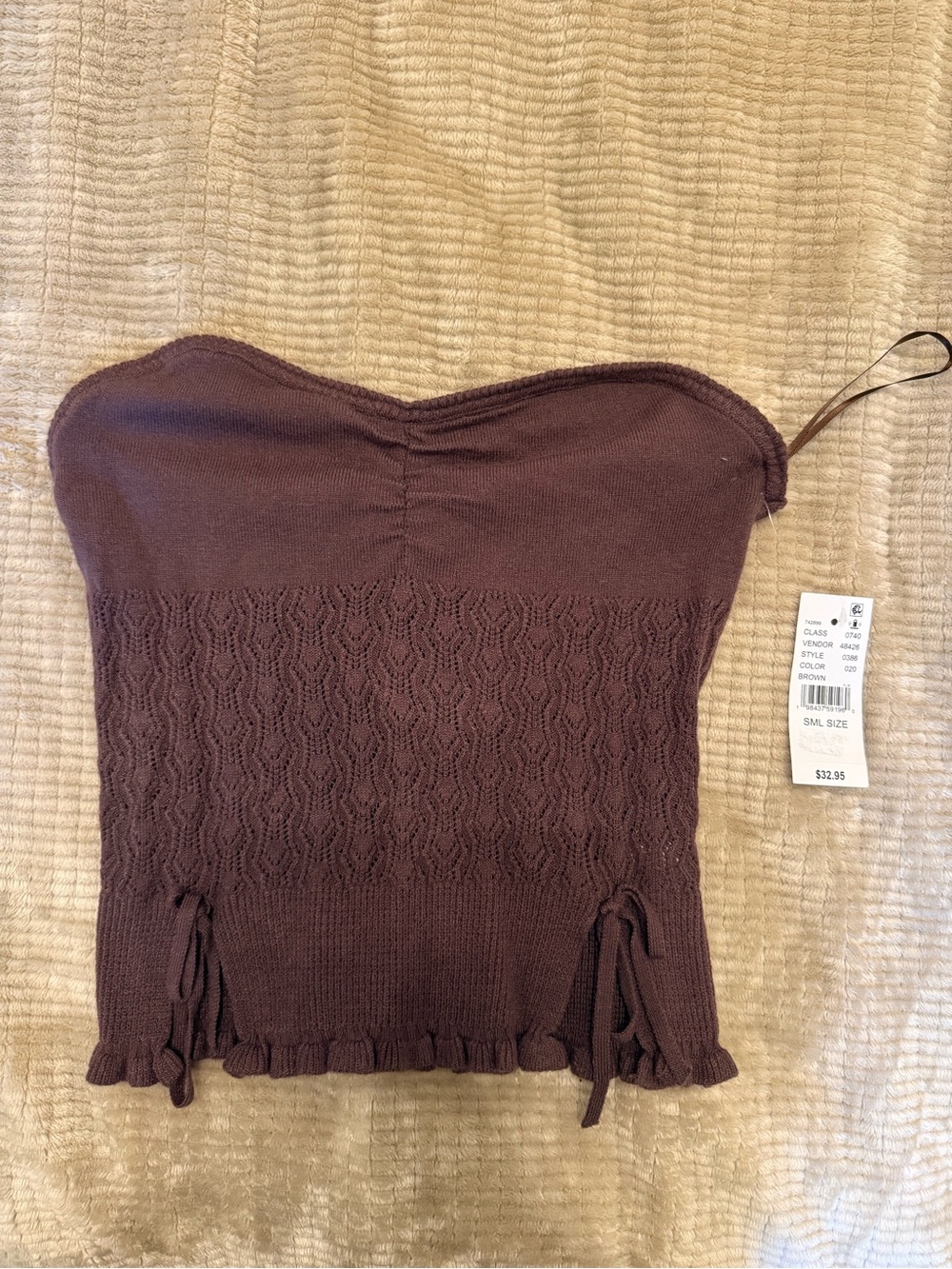 PacSun Brown Strapless Knit Camisole with Ruffle Hem